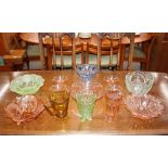 A collection of 1930's / 40's coloured glassware,