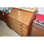 A 19th Century mahogany bureau fitted four long dr