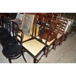 A pair of Chippendale style dining chairs and two