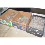 Three boxes of glassware