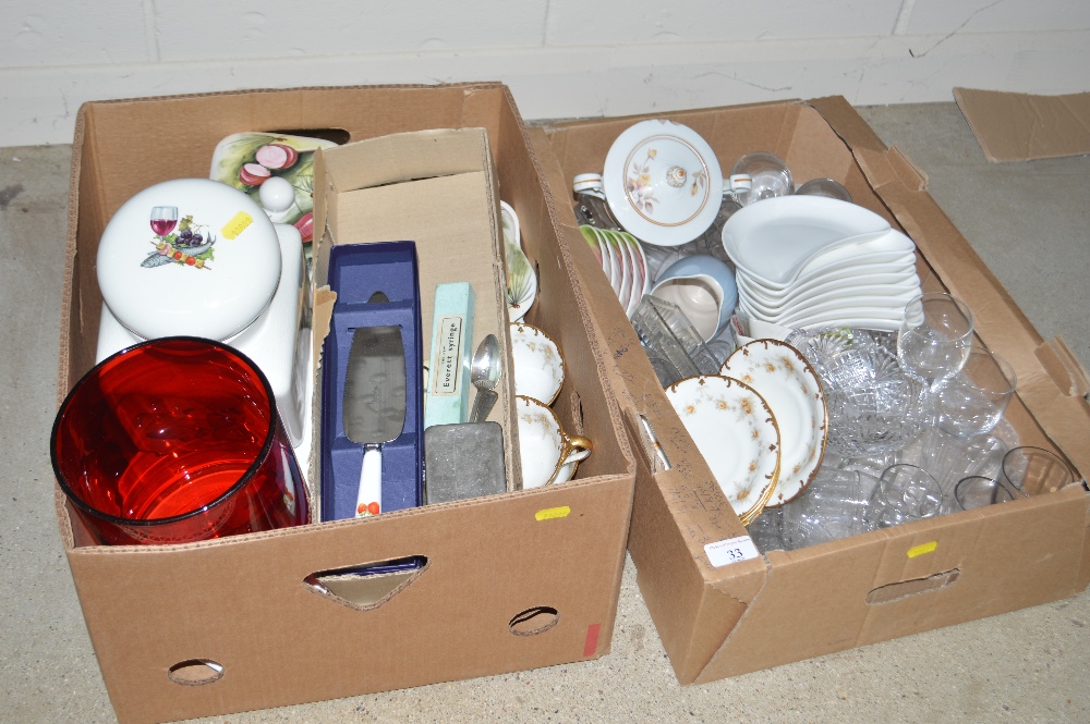 Two boxes of various glass and china