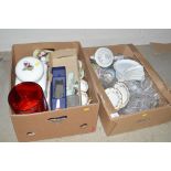 Two boxes of various glass and china