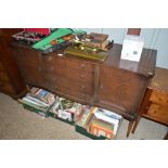 A reproduction mahogany sideboard fitted four draw