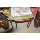 A pair of mahogany glass topped occasional tables