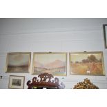 Three various watercolour landscape scenes, two si