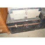 A large metal mounted chest