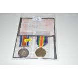 WW1 pair of medals to 202987 Pvt W F Walker