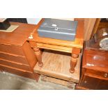 Two modern pine square topped tables