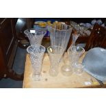 Eight various glass vases