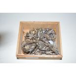 A box of silver and white metal jewellery to inclu