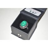 A silver and Malachite ring