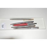 Five various Parker ballpoint pens