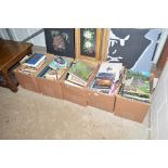 Five boxes of books