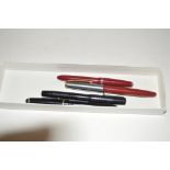 Four various fountain pens to include a Parker Lad