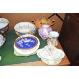 A quantity of hand painted china by Iris Atkinson