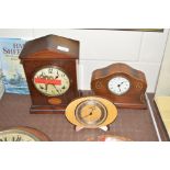 Two Edwardian mahogany and inlaid mantel clocks a