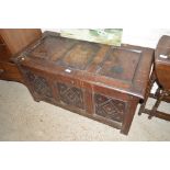 A 18th Century carved oak coffer