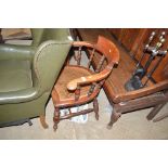 A beech spindle back and cane seated smokers bow c