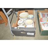 A box of various plates and saucers
