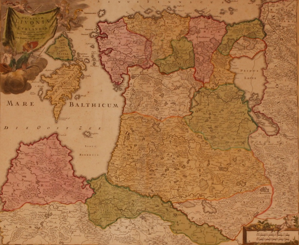A hand coloured map of the Baltic Sea and Lithuania, by John Baptista
