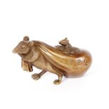 A bronzed model of a rat, 12cm long