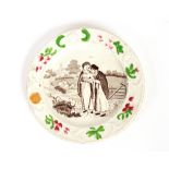 Four 19th Century Staffordshire Nursery plates, "Scotland's Pride", "My Pretty Bird" and two others