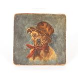 A late 19th / early 20th Century school, study of a dog wearing a hat and neckerchief, unsigned