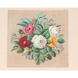 A 19th Century tapestry design of roses, signed and dated 1839, 29cm x 29cm