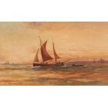 G H Jenkins, pair of studies depicting fishing vessels and a harbour scene, signed watercolours,