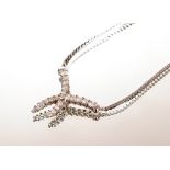 A 9ct white gold necklace, set with approx. ½ carat of diamonds