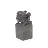 A Chinese bronze Dog of Fo seal, 19cm high