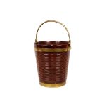 A fine pair of George III mahogany and brass bound peat and plate buckets, fitted swing handles -