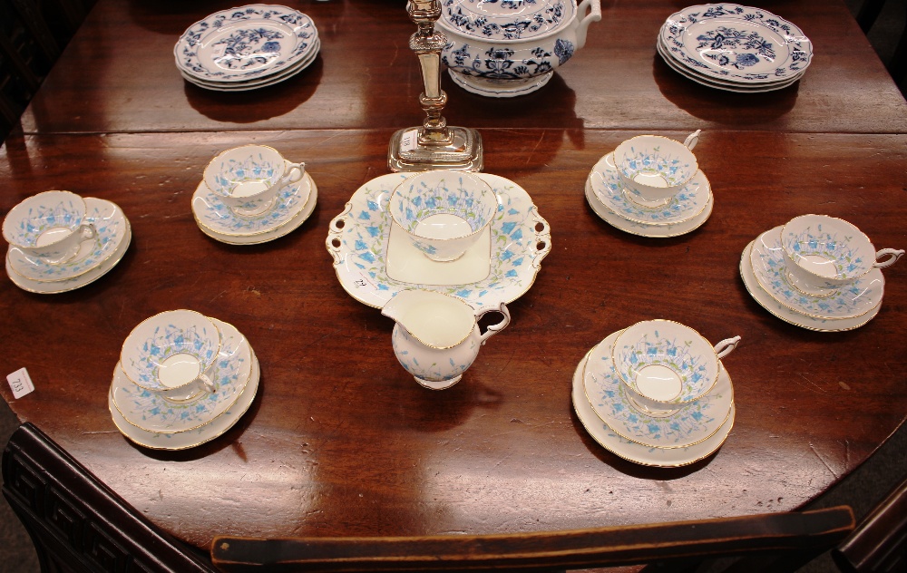 A quantity of Coalport "Harebell" teaware, comprising six cups, saucers, milk jug, sugar bowl, small