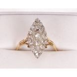An 18ct gold Marquise diamond ring, approx. 25 stones, size "R½"