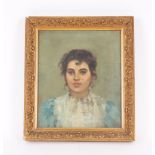 20th Century school, portrait study of a young female, unsigned oil on canvas, 35.5cm x 28.5cm