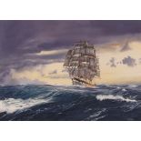 J Stewart, "The Irish Ship Slieve Row" signed watercolour, 39cm x 53cm