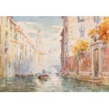 Trevor Haddon R.B.A. 1864-1941, canal scene in Venice, signed watercolour, 26cm x 36cm