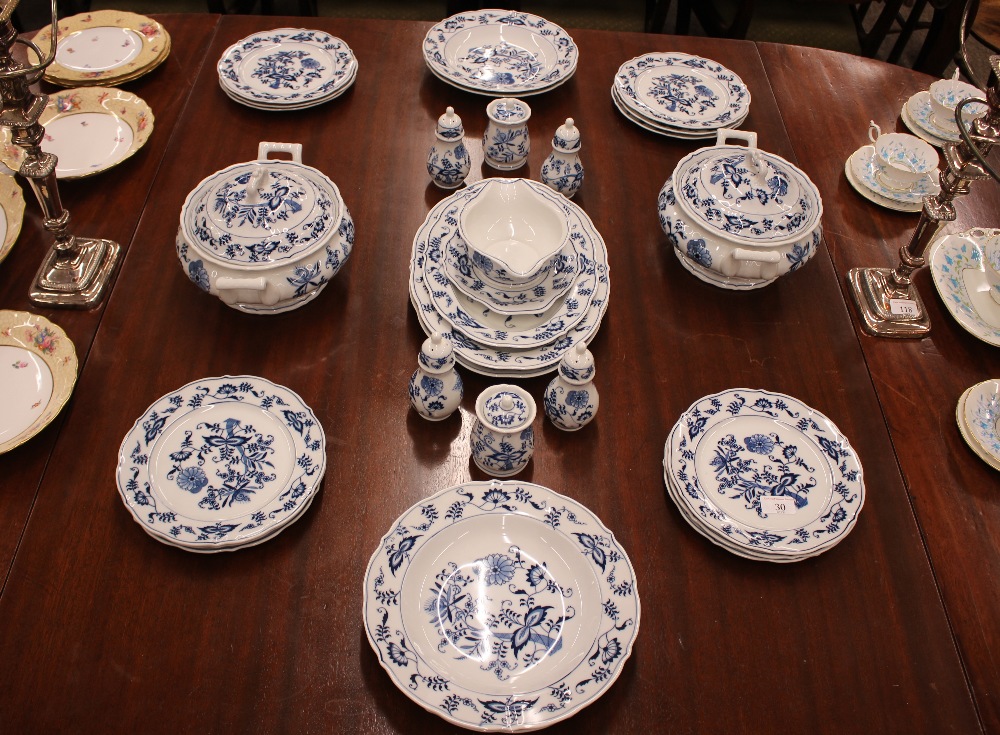 A quantity of "Blue Danube" Meissen pattern dinnerware, comprising meat plates, dinner plates,