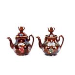 Two large 19th Century bargeware teapots, inscribed "Home Sweet Home" and "Margaret Tremmbelling and