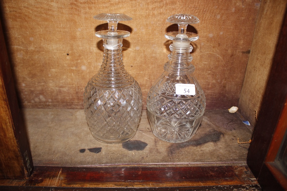 Three hobnail cut ring neck decanters, having mushroom stoppers; and a baluster shaped cut glass - Image 2 of 3