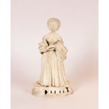 A mid-19th Century English porcelain biscuit ware figure, of a young Queen Victoria, finely