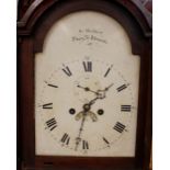 A long case clock with painted dial by J Hubbard, Bury St Edmunds, having eight day movement,
