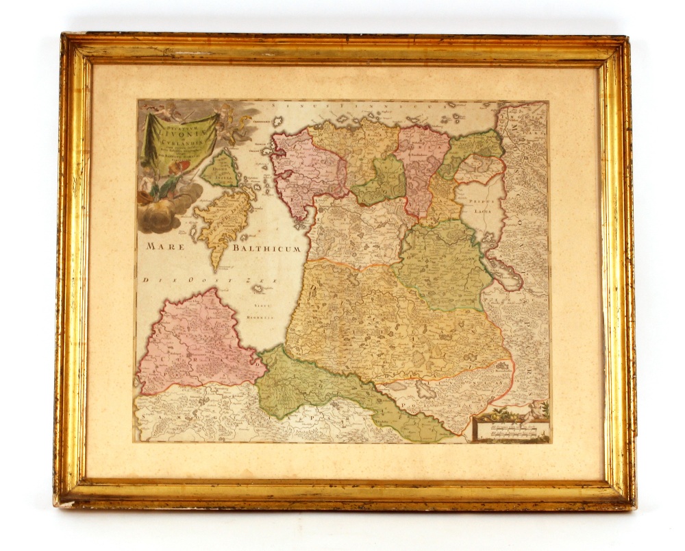 A hand coloured map of the Baltic Sea and Lithuania, by John Baptista - Image 2 of 2