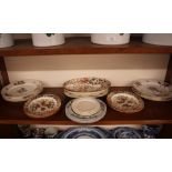 Six Coalport floral decorated plates, having painted foliate sprays and moulded floral decoration,