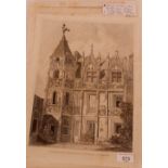 A folder of etchings by John Sell Cotman, circa 1821, seven etching including Rouen, Caun,