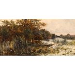 Sidney Pike 1847-1907, "The Stour, Near Christchurch", oil on canvas, 20cm x 40cm