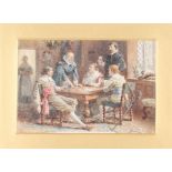 George Goodwin Kilburne, a pair of studies depicting gentleman and ladies playing cards,