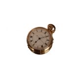 An antique Elkington 14ct gold filled pocket watch/stop watch, with white enamel dial contained in a