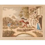 After Thomas Rowlandson, coloured print "Butterfly Hunting"