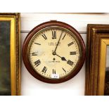 A Victorian mahogany cased drop dial wall clock, having single fusee movement, the circular enamel